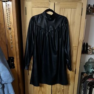 Who What Wear Faux Leather Black Midi Dress